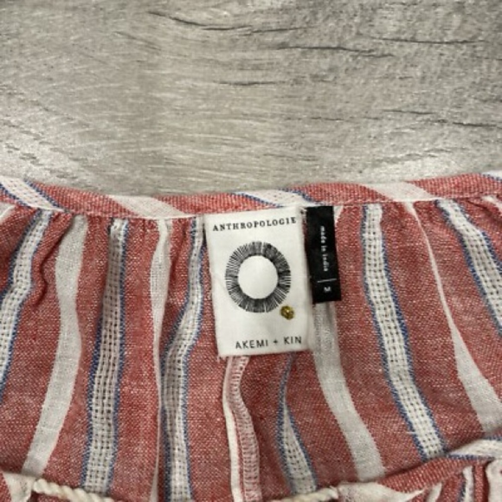 Anthropologie Pink Striped Embroidered Blouse - Picture 5 of 11